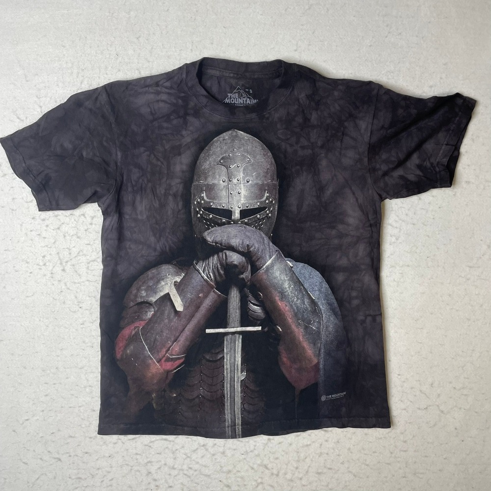 The Mountain Knight Graphic T Shirt Medieval Armor Sword Black Tie Dye Size S‎
